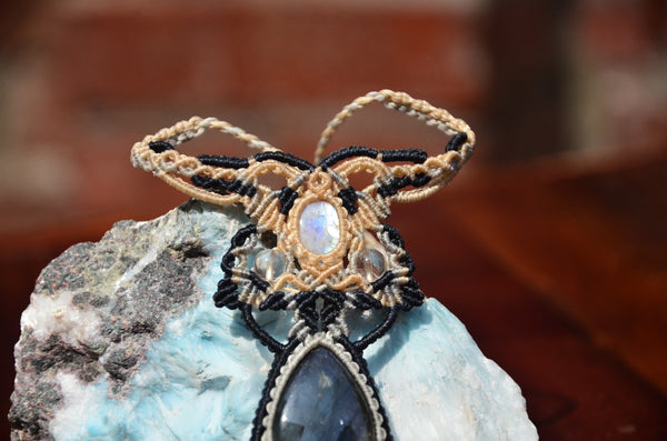 Moonstone, Labradorite  Macrame Jewelry, necklace