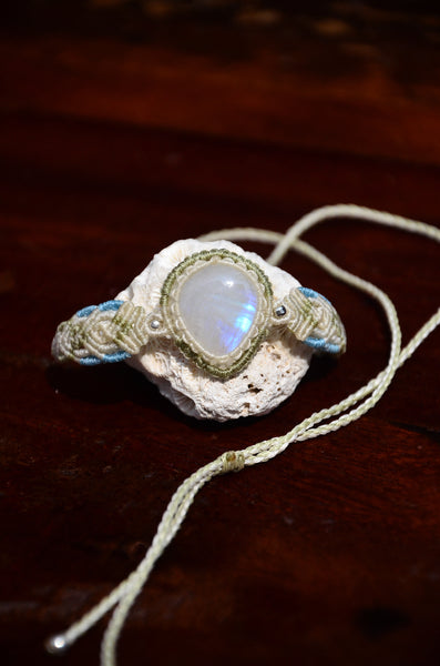 Moon stone bracelet / Necklace, 2 in one Macrame Jewelry,