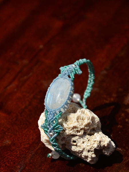 Moon stone bracelet, Macrame Jewelry,