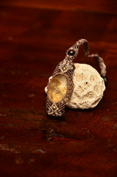 Citrine Necklace，Macrame bracelet