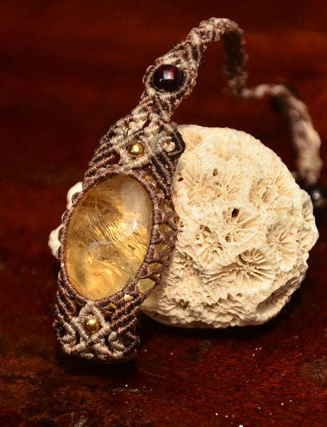 Citrine Necklace，Macrame bracelet