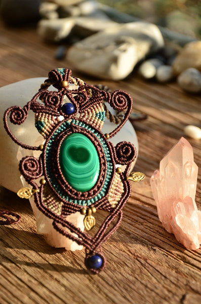 Malachite Macrame Jewelry，   織途  ， Om Ethnic Handicraft , macrame