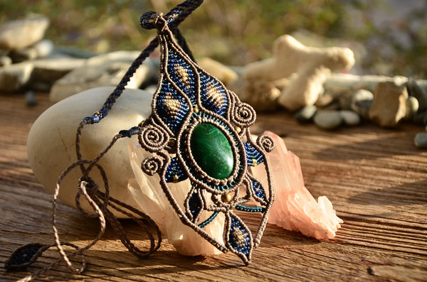 Malachite Egypt Style Macrame Jewelry，   織途  ， Om Ethnic Handicraft , macrame