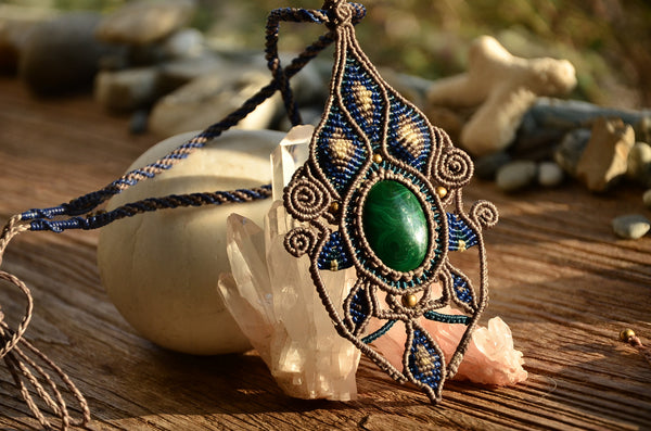 Malachite Egypt Style Macrame Jewelry，   織途  ， Om Ethnic Handicraft , macrame