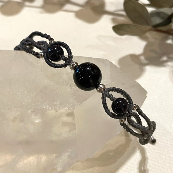 Black Obsidian Stone bracelet  11L-13