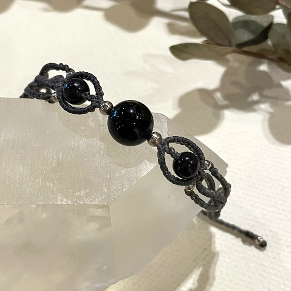 Black Obsidian Stone bracelet  11L-13