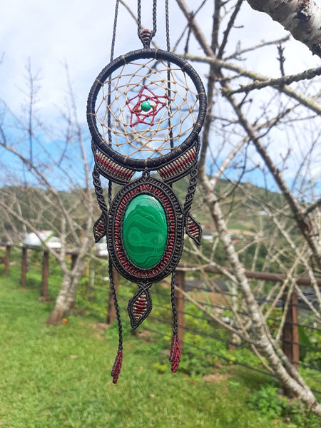 Malachite Dream Catcher Style Macrame Jewelry