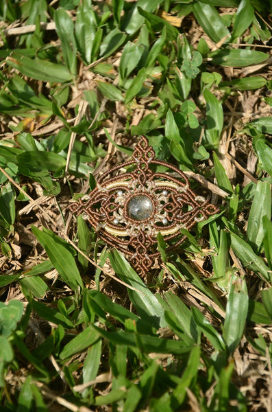 Golden Rutilated Quartz Macrame brooch