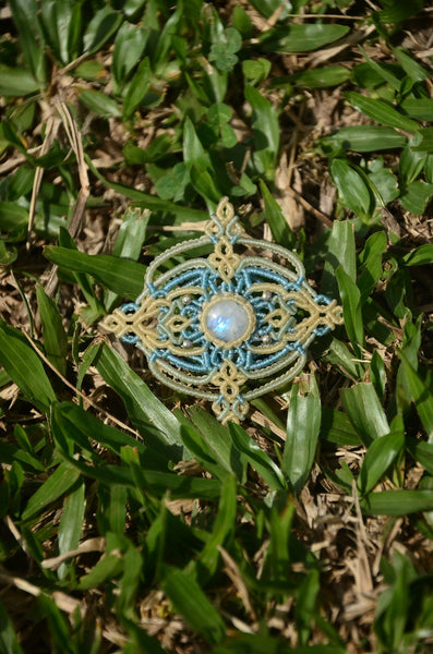 Moonstone Macrame brooch