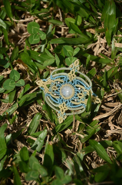 Moonstone Macrame brooch