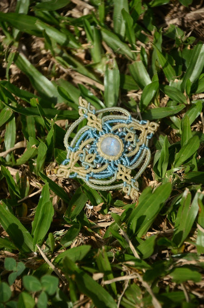 Moonstone Macrame brooch