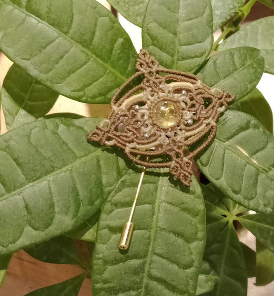 Citrine Macrame brooch