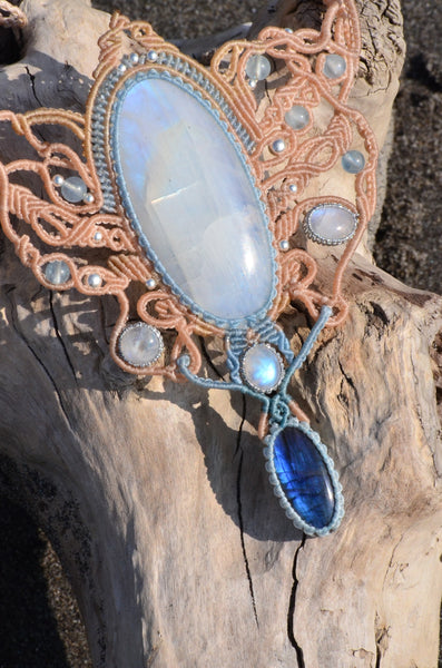 Moonstone & Labradorite  Macrame Jewelry