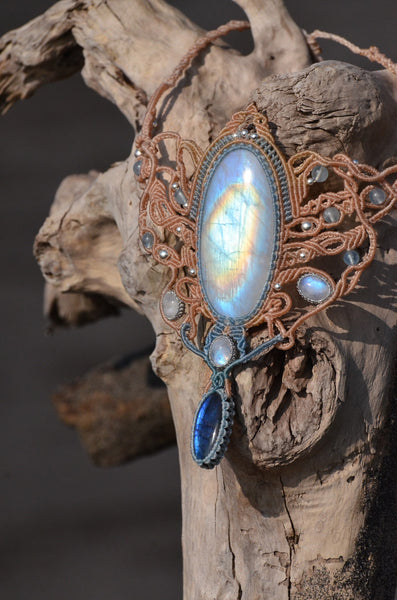 Moonstone & Labradorite  Macrame Jewelry