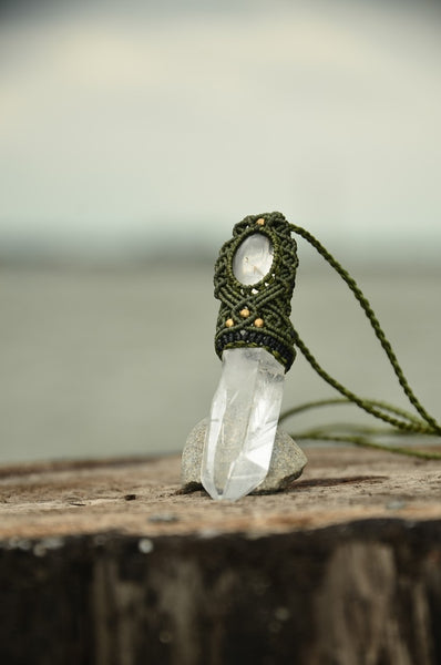 Clear Quartz & Rutile Quartz  Macrame Jewelry