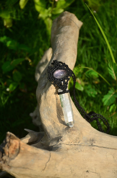 Clear Quartz & Amethyst Macrame Jewelry