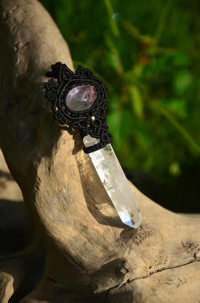 Clear Quartz & Amethyst Macrame Jewelry